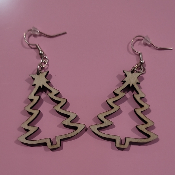Jewelry - Wooden Christmas Tree Earrings